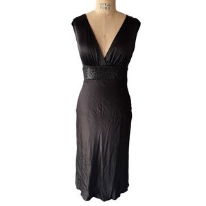 Vintage 90s Maria Bianca Nero Black Silk Sequin Midi Dress